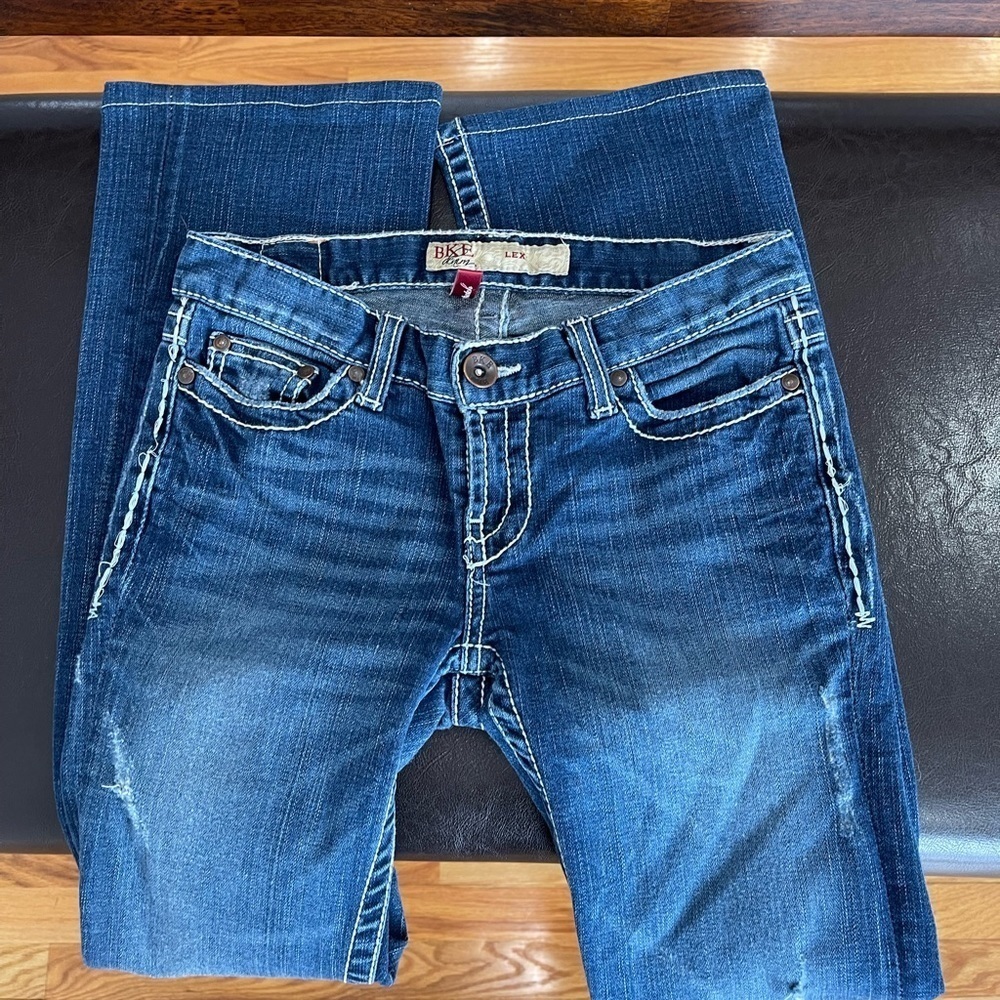 Bke Lexi Flare Boot Jean In A Size 26 White Stitc… - image 6